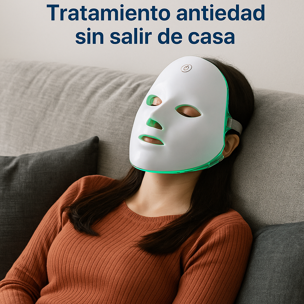 Máscara LED Antiedad – Estimulación de colágeno – Juventud visible en tu piel