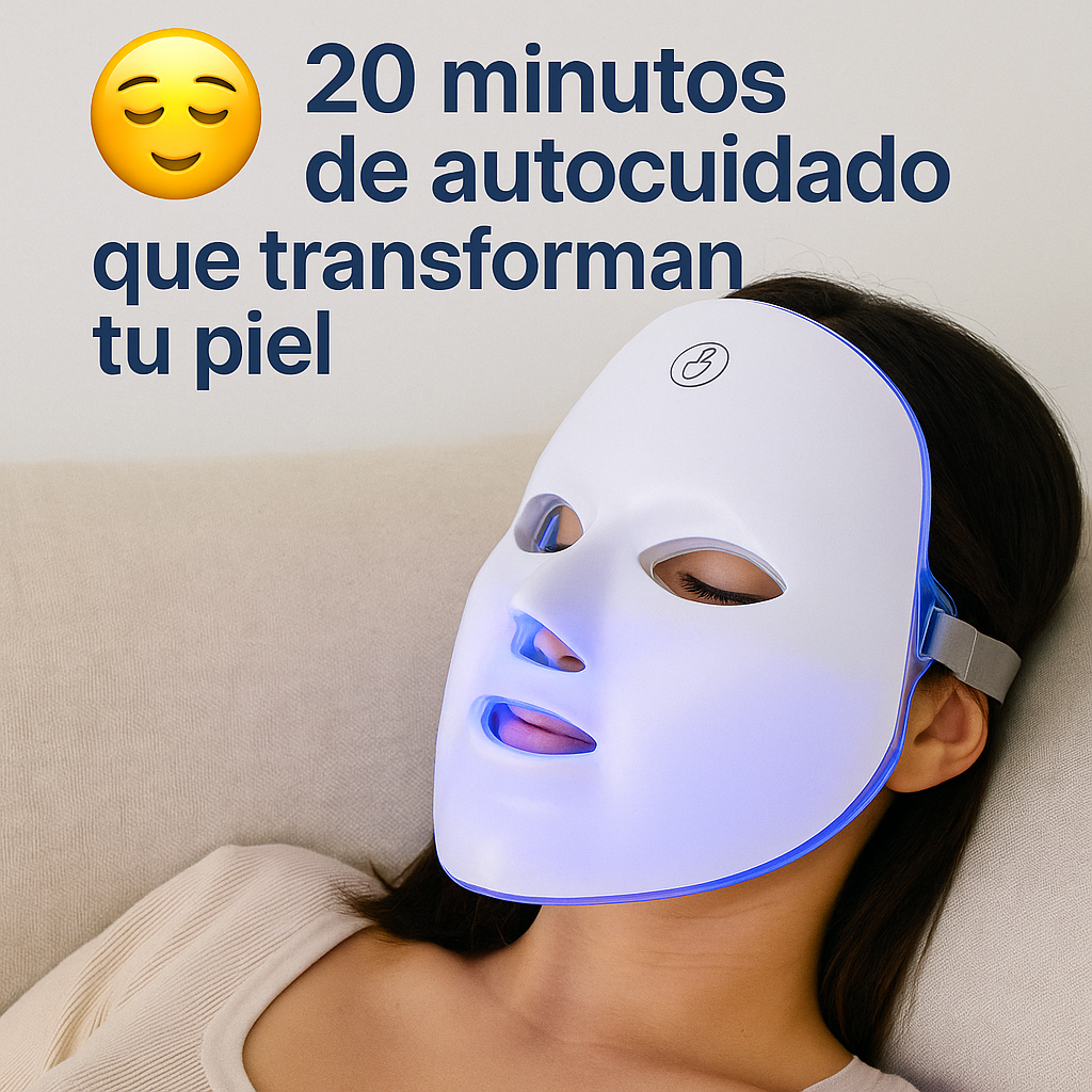 Máscara LED Antiedad – Estimulación de colágeno – Juventud visible en tu piel