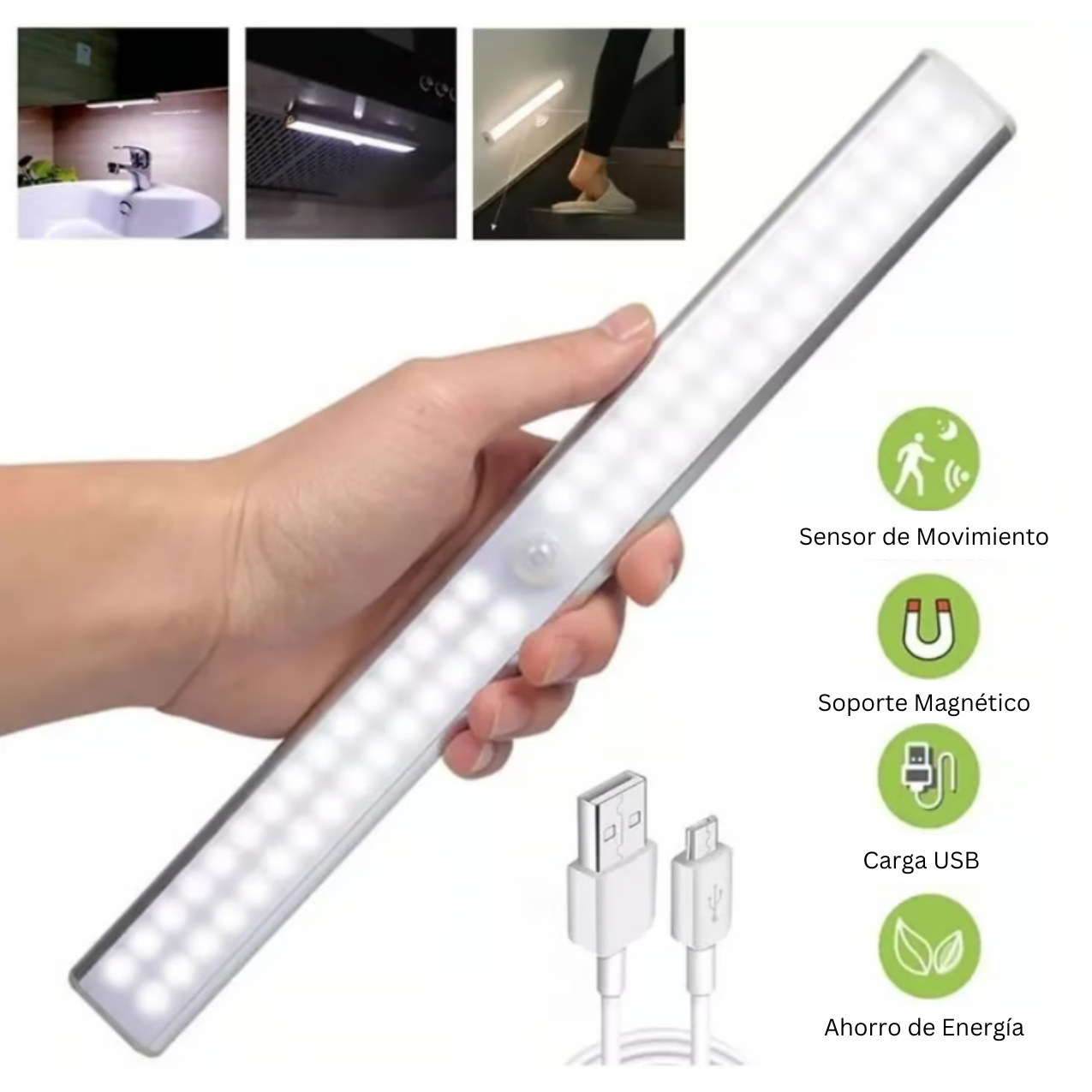 LUZ LED BARRA CON SENSOR DE MOVIMIENTO 30 CM