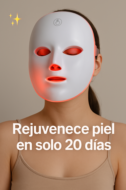 Máscara LED Antiedad – Estimulación de colágeno – Juventud visible en tu piel