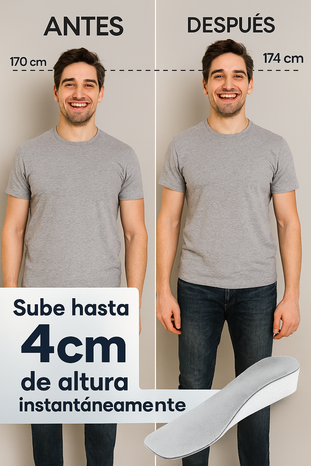 Plantillas Elevarte 4cm - Alza tu estatura y tu confianza de inmediato